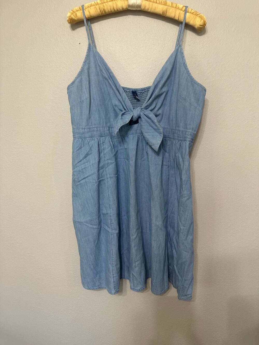 Old Navy Fit & Flare Knotted Cutout Chambray Cami Mini Dress